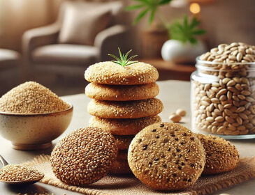 печиво з кунжутом та конопляною клітковиною-печенья с кунжутом и конопляной клетчаткой